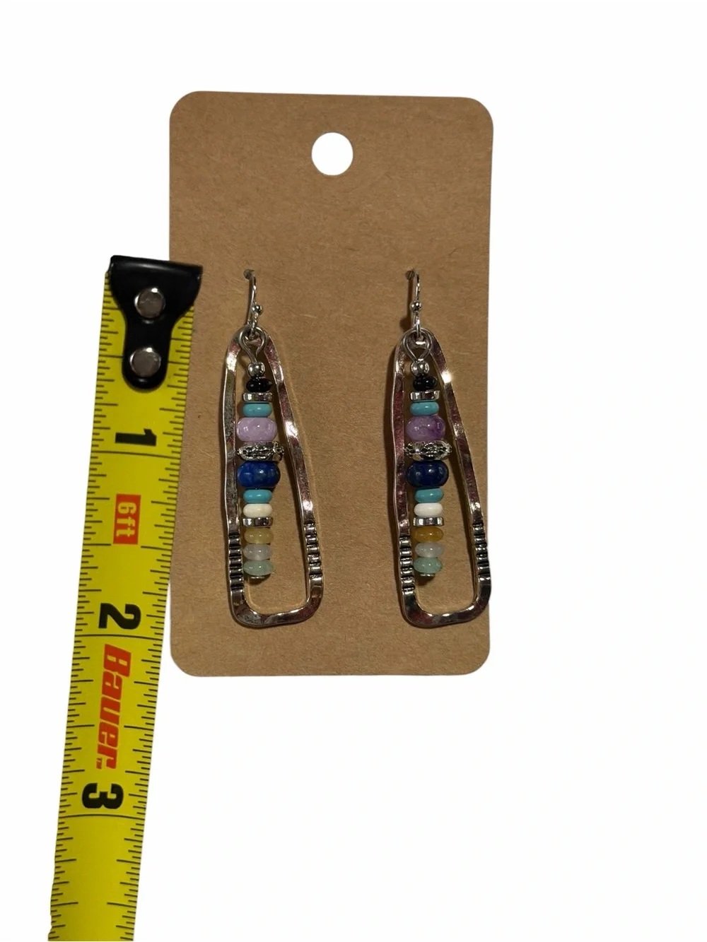 Multicolor Beaded Silver Drop Earrings - Women Jewelry